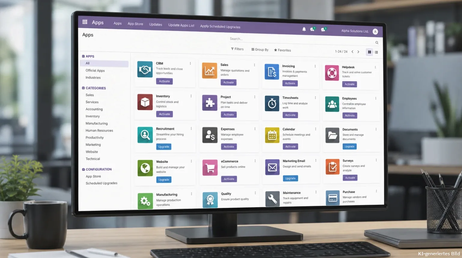 Monitor mit Odoo Apps wie eCommerce, CRM und Lager, Mavabit Shop‑Connection Lösung für Odoo ERP und Marktplätze wie eBay, Shopify und Amazon in Stuttgart