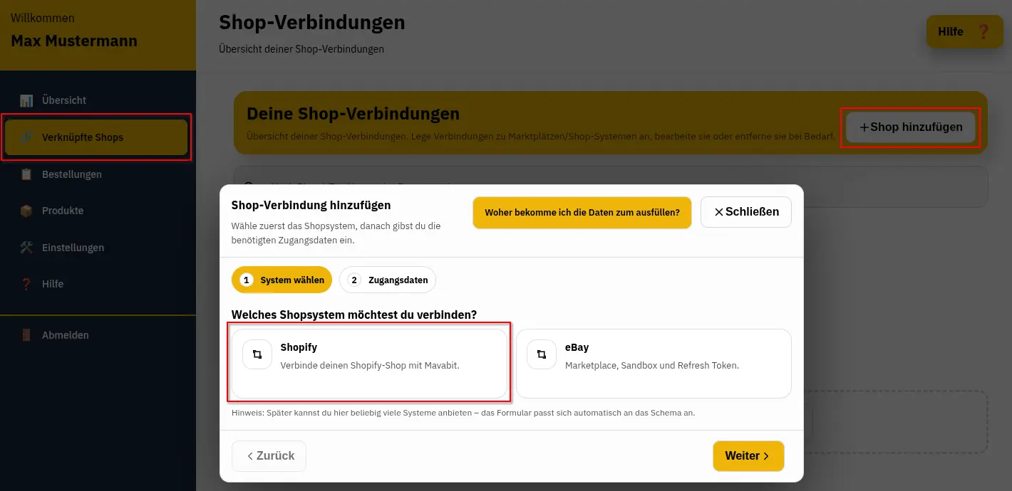Übersicht der möglichen Verbindungen zu Mavabit und Odoo